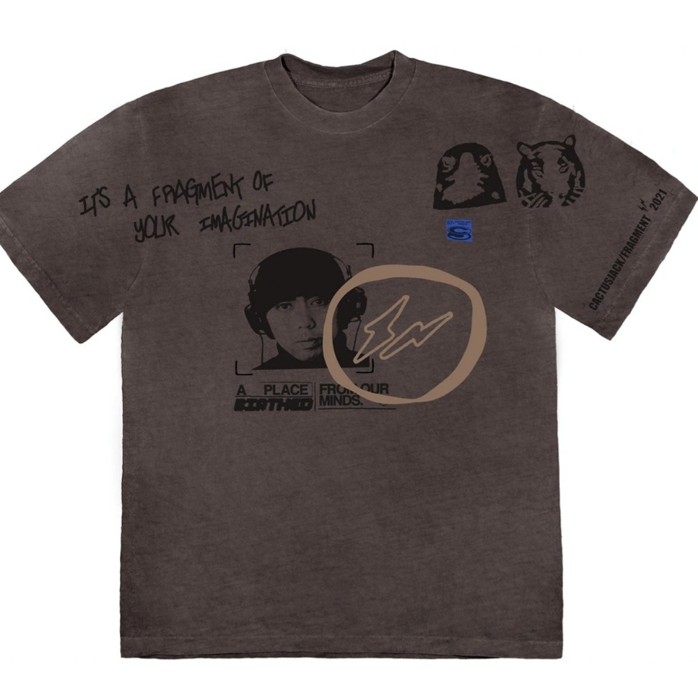NEW TRAVIS SCOTT X FRAGMENT Travis Scott Short Sleeve Brown T-Shirt Size XXL